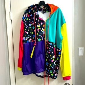 Dollskill CLUB EXX neon colorblock rave hoodie